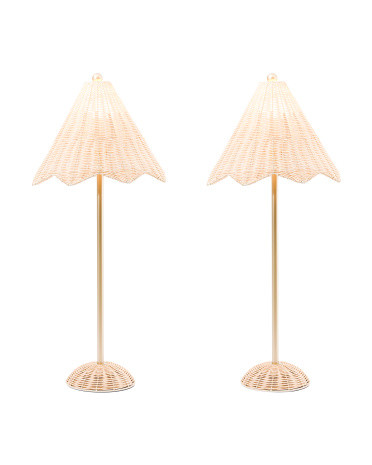 Set Of 2 28.5in Rattan Scalloped Table Lamps | TJ Maxx