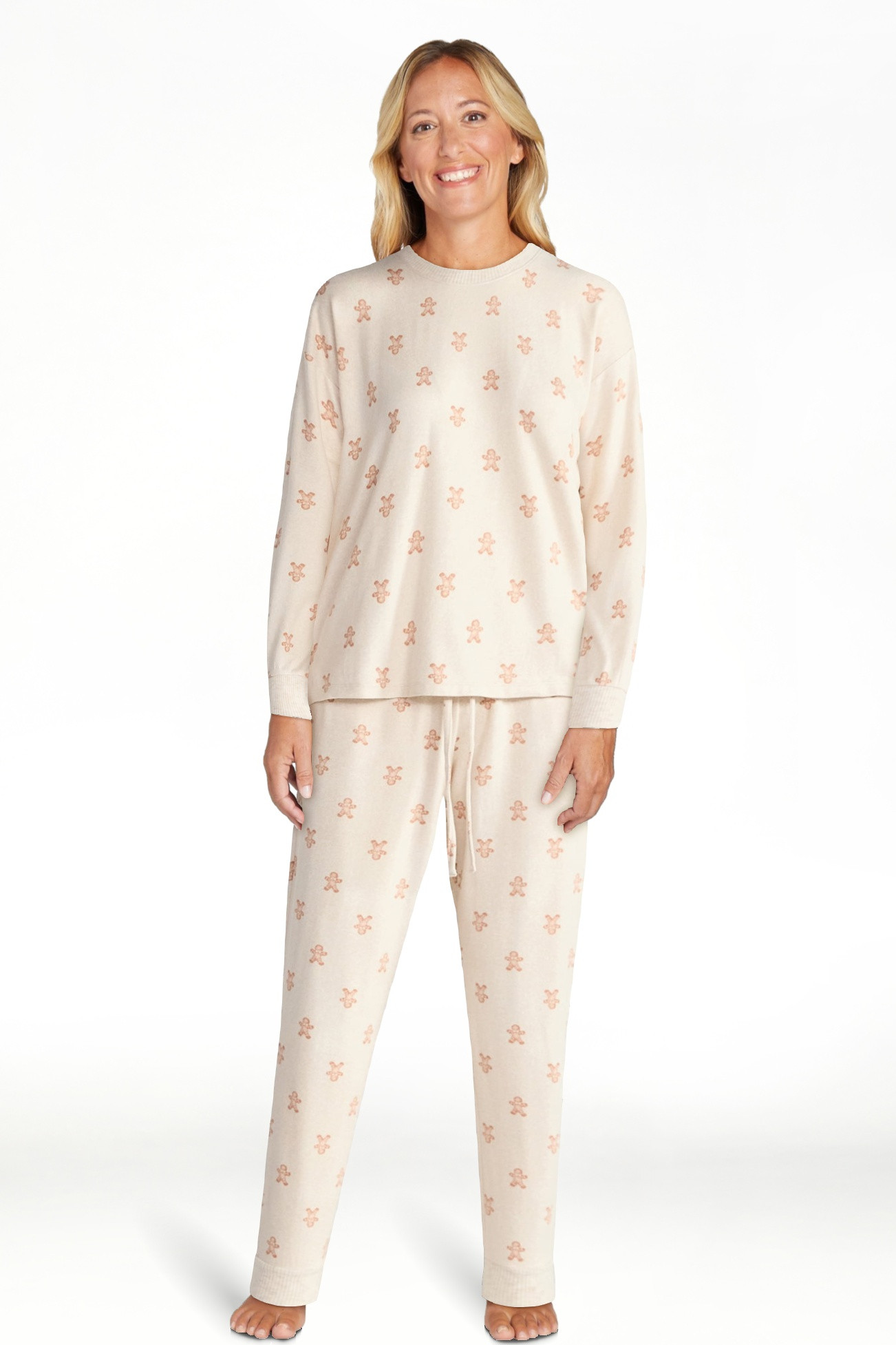 Joyspun Women's Cozy Lounge Collection Hacci Knit Long Sleeve Top and Joggers Pajama Set, Sizes X... | Walmart (US)