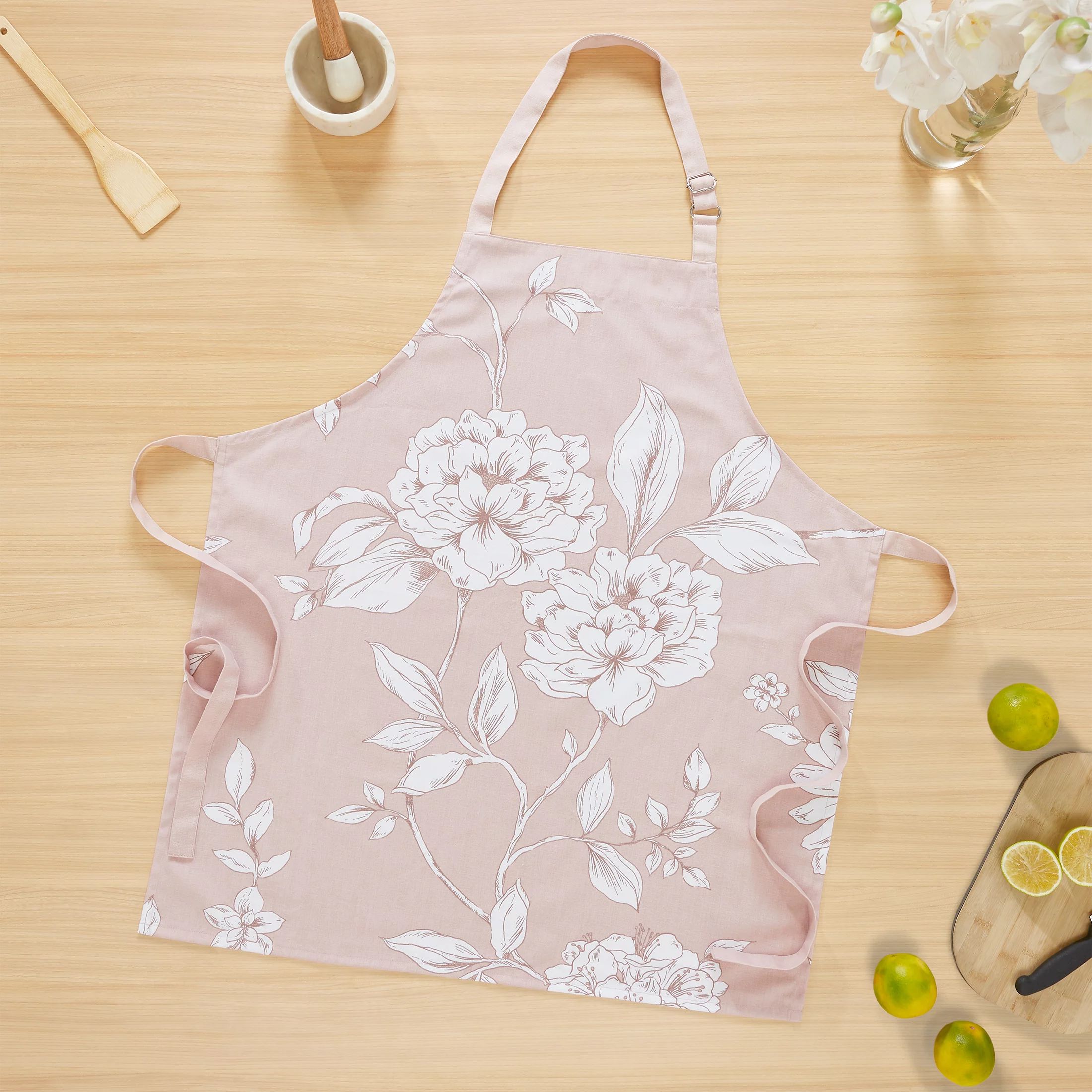 My Texas House Polyester/Cotton 30" x 54" Oversized Floral Printed Apron, Blush | Walmart (US)