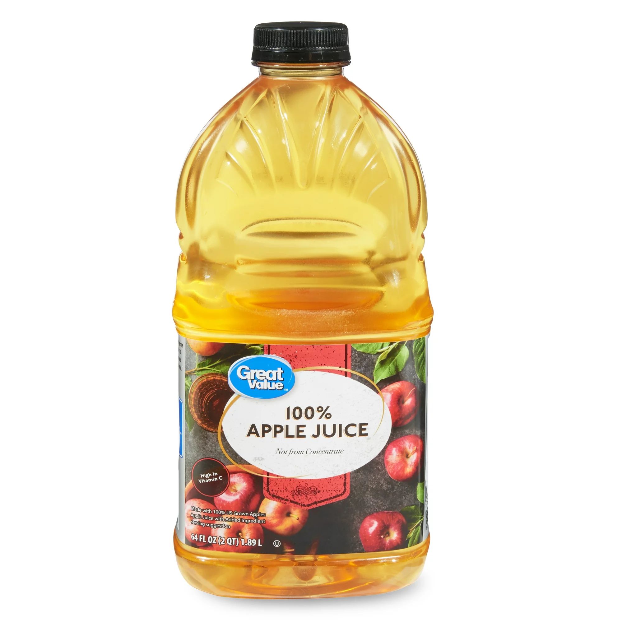 Great Value Not From Concentrate 100% Apple Juice, 64 fl oz | Walmart (US)