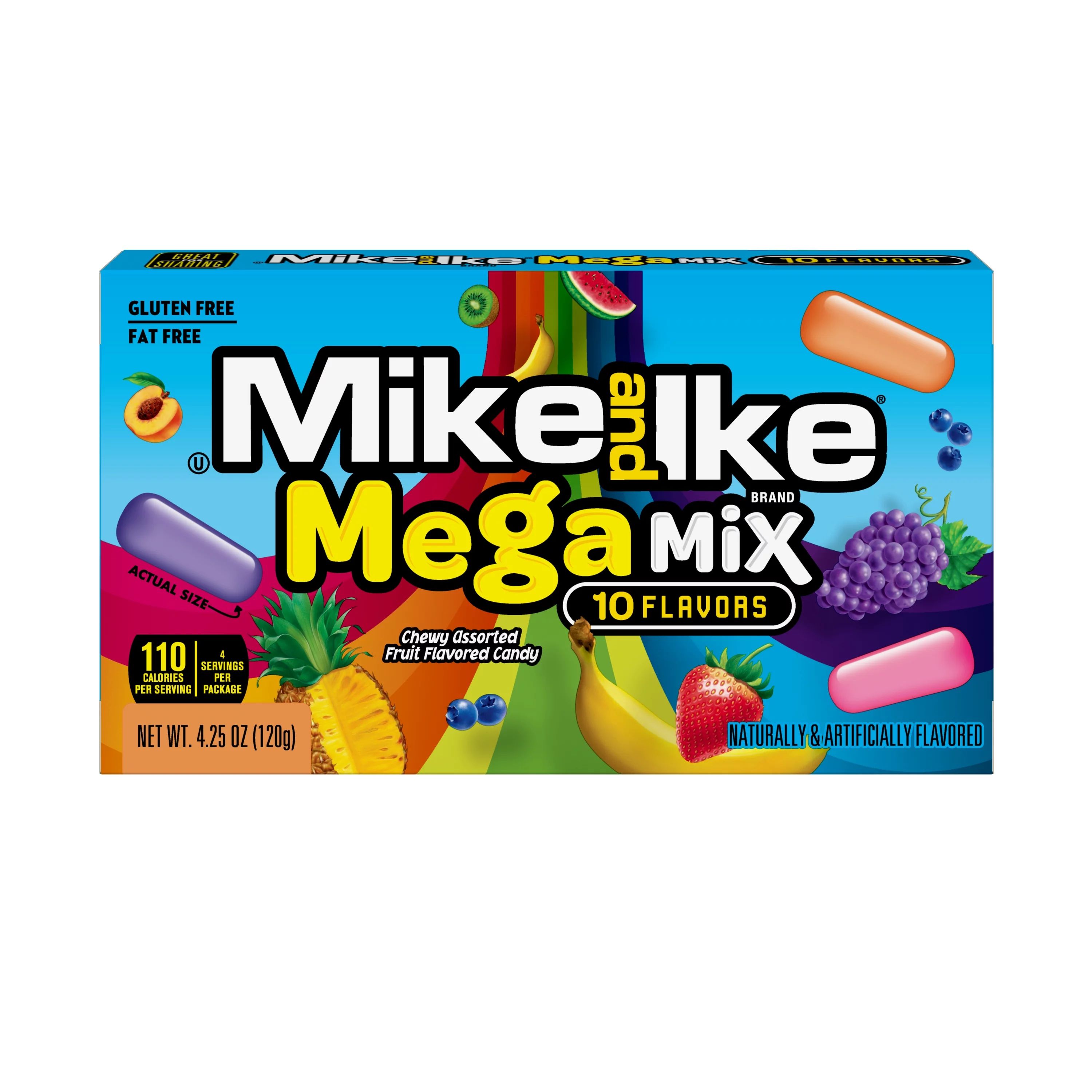Mike and Ike Mega Mix Chewy Candy, 4.25 Ounce Theater Box, 1 Count | Walmart (US)