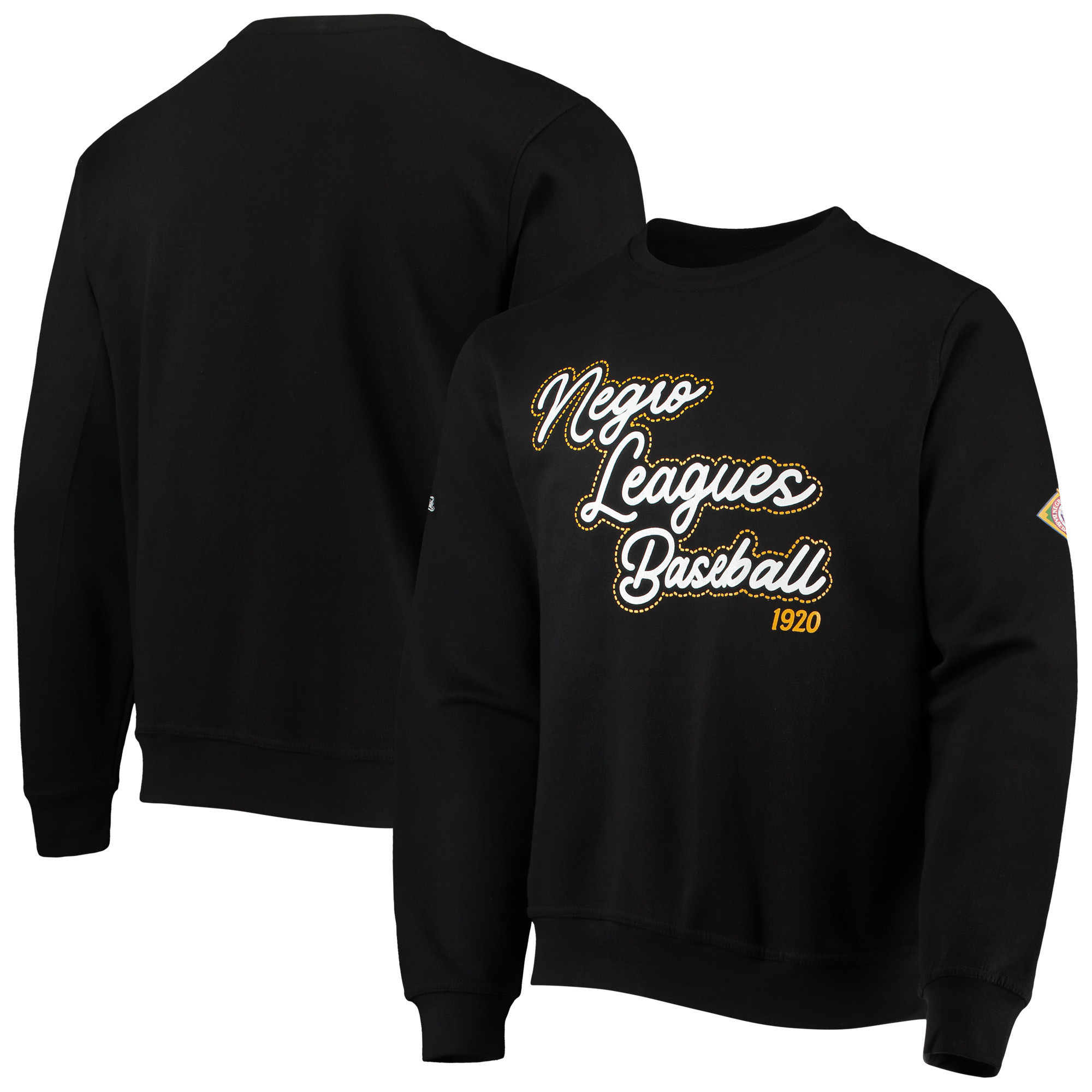 Men's Stitches Black Negro League Baseball Logo Crewneck Sweatshirt | Fanatics