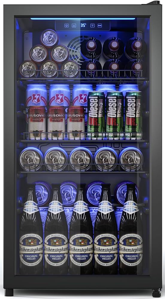3.2 Cu.Ft Beverage Fridge, Mini Fridge With Glass Door, Beverage Cooler Refrigerator, Wine Drink ... | Amazon (US)