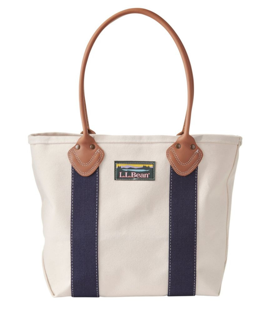Leather-Handle Katahdin Boat and Tote Natural/Blue Medium, Canvas Canvas/Leather L.L.Bean | L.L. Bean