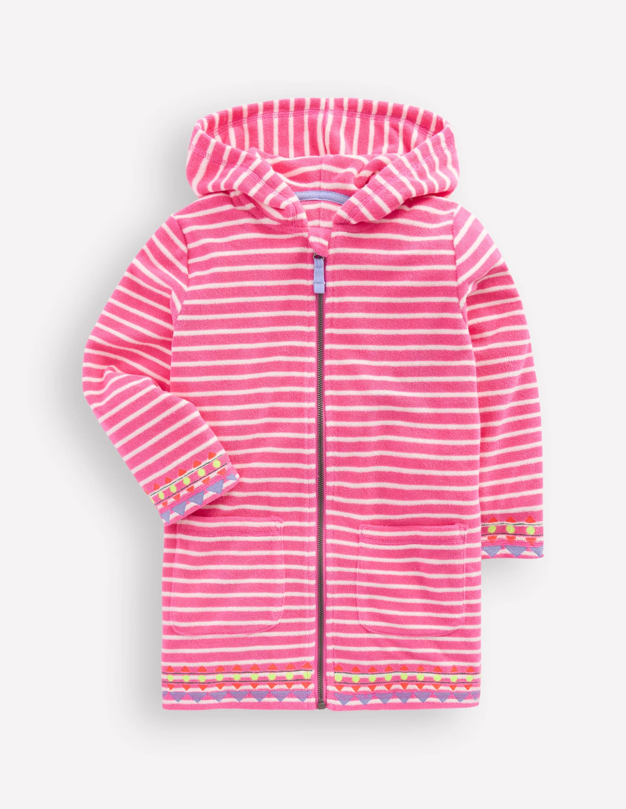 Romie Towelling Zip Throw-On-Sorbet Pink Stripe | Boden (US)