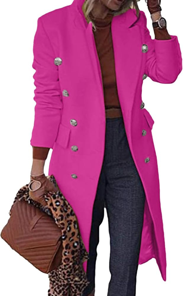 Hemlock Women Slim Overcoat Long Double Breasted Wool Coats Lapel Plus Size Cardigans Trench Jack... | Amazon (US)