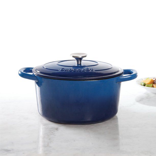 Crock Pot Artisan 7 Quart Round Cast Iron Dutch Oven in Sapphire Blue - Walmart.com | Walmart (US)