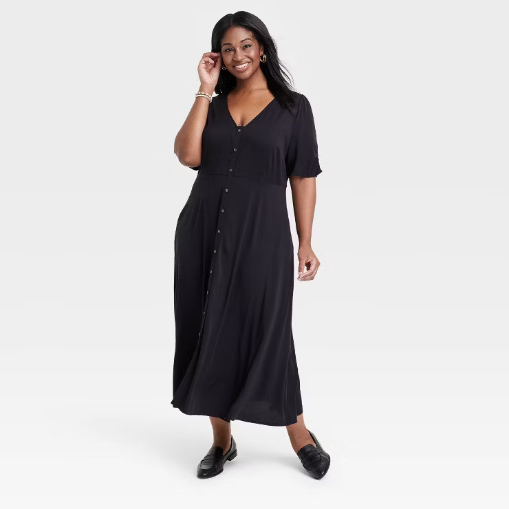 Women's Short Sleeve Button-Front Shirtdress - Ava & Viv™ | Target