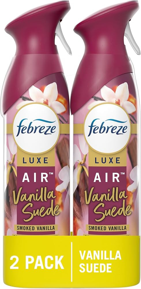 Febreze Air Freshener Spray, Odor-Fighting Room Spray, Vanilla Suede Scent, 8.8oz, 2 Count | Amazon (US)
