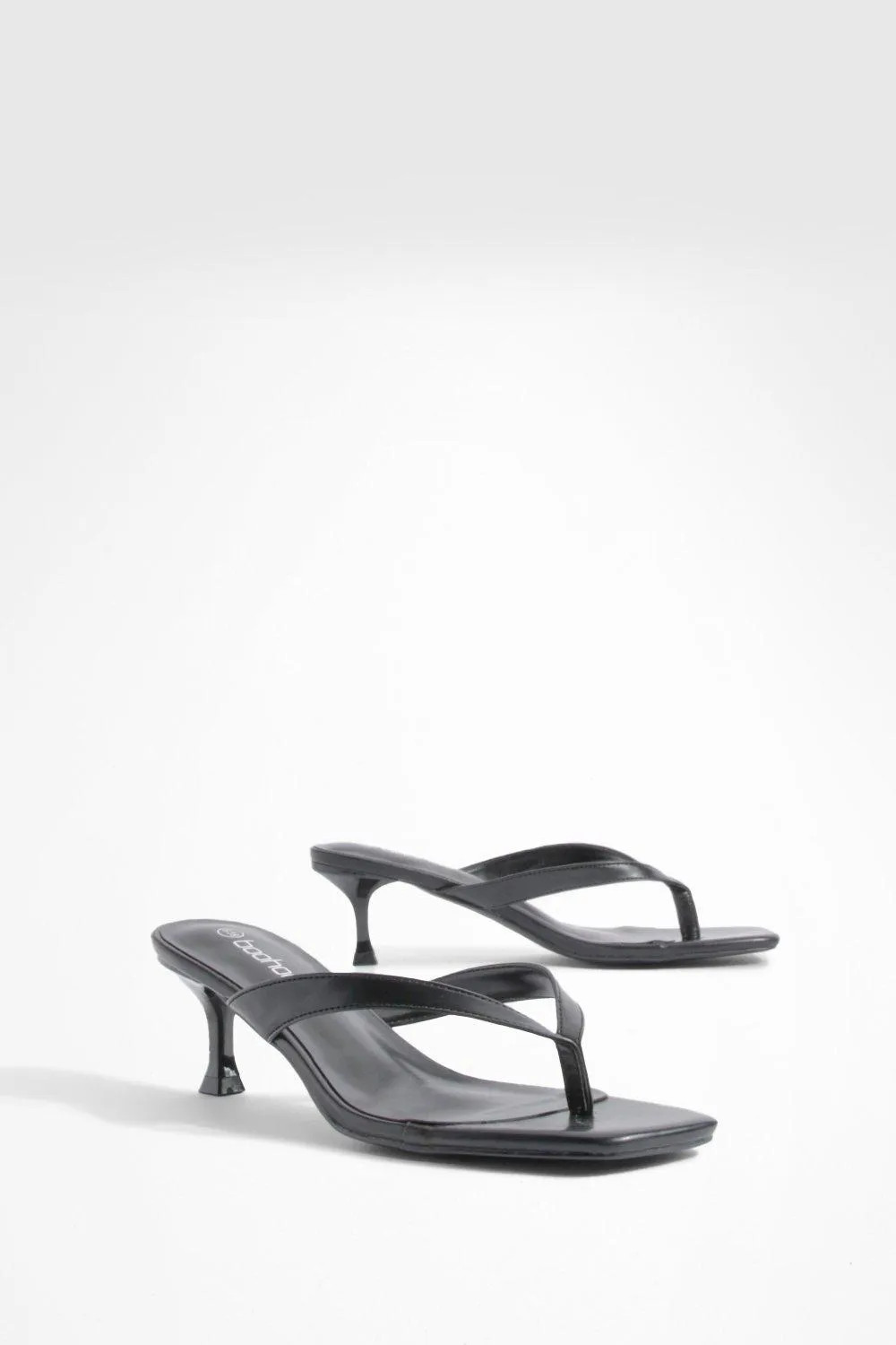 Low Heel Square Toe Post Heeled Mules | Boohoo.com (UK & IE)