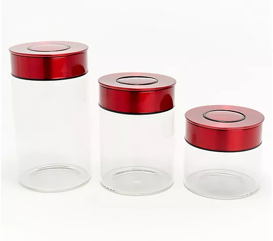 Make Your Selection: LocknLock 3-Piece Stainless Steel & Glass Push Lock Canisters | QVC