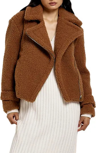 River Island Faux Shearling Biker Jacket | Nordstrom | Nordstrom