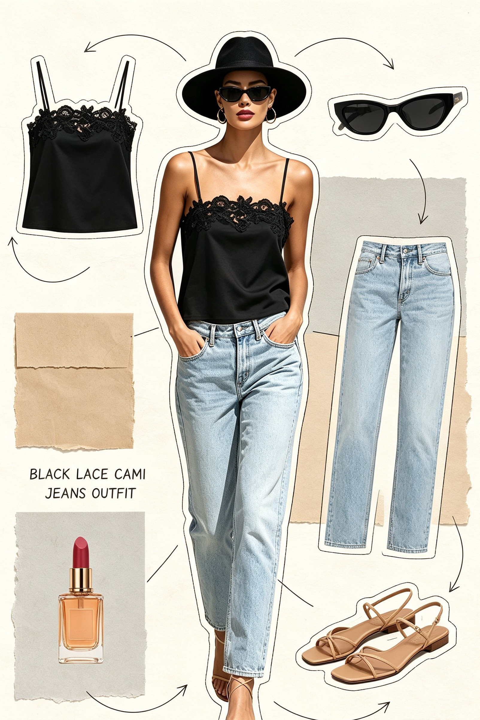 Effortless Black Lace Cami & Light Wash Denim Casual Outfit
#LaceCamiOutfit
#LightWashJeansStyle
#MinimalSummerFashion 

 #LTKootd #LTKOver40 #LTKTravel