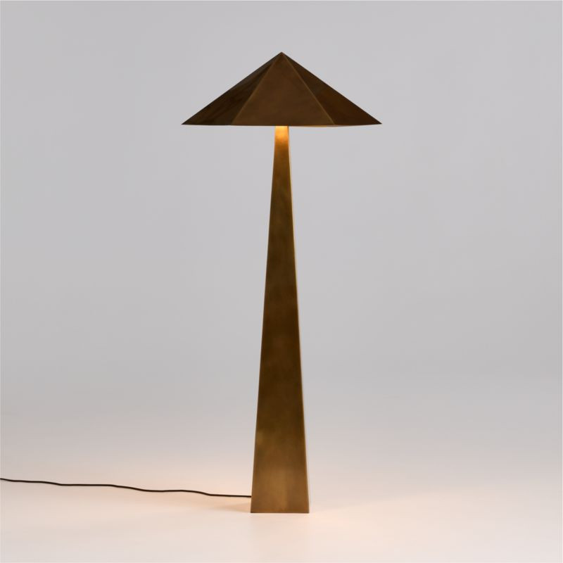 Obelisk Brass Floor Lamp with Brass Shade + Reviews | Crate & Barrel | Crate & Barrel
