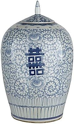 Oriental Ceramic Decorative Double Happiness Ginger Jar Blue & White Floral Decorative Storage Co... | Amazon (US)
