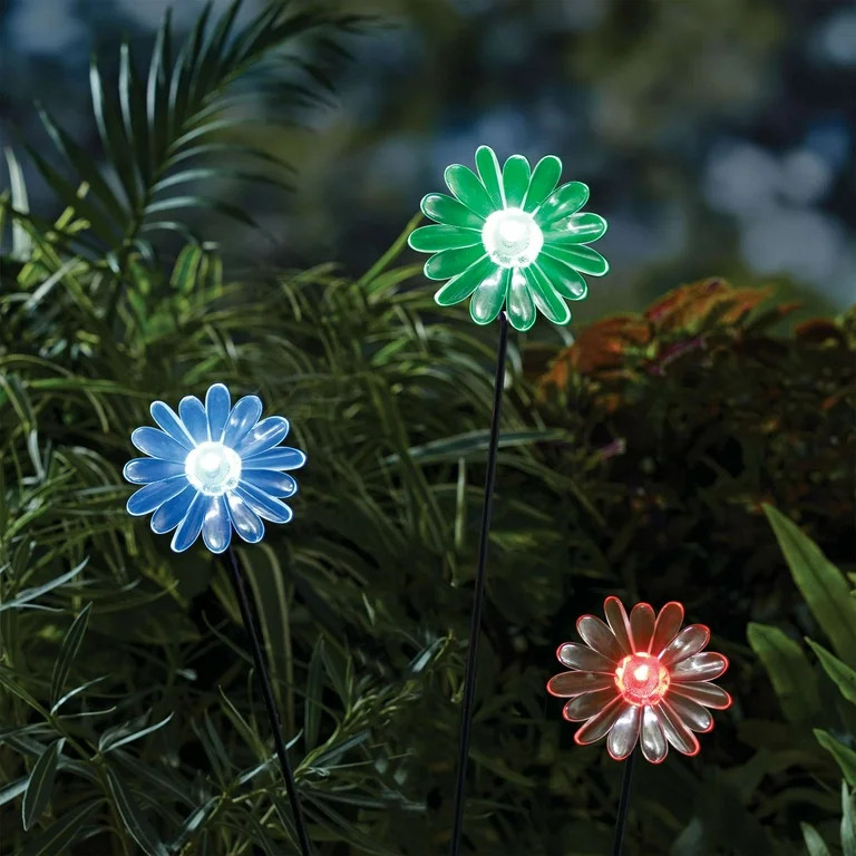 Mainstays Outdoor Flower Solar Garden Landcscape Stake Light Solar Powered Color Changing LED Lig... | Walmart (US)