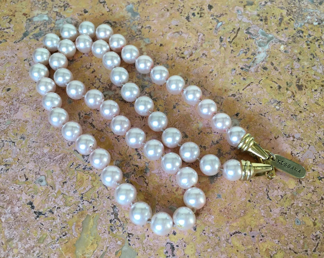 KISSAKA Heavy & Well Made Pale Pink Pearl Necklace. 18 Long. in Good Vintage Condition. - Etsy | Etsy (US)