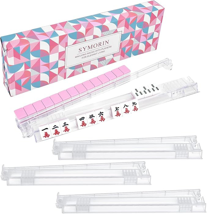 Non-Slip Mahjong Racks with Pushers, 4-Pack Clear Acrylic Racks, American Mahjong Accessories, Gi... | Amazon (US)
