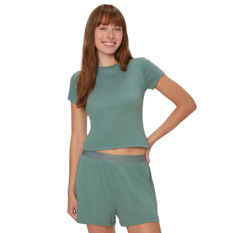 Hanes Originals Women's SuperSoft Comfywear Sleep Rib Baby Doll Tee, Sizes XS to 2X | Walmart (US)