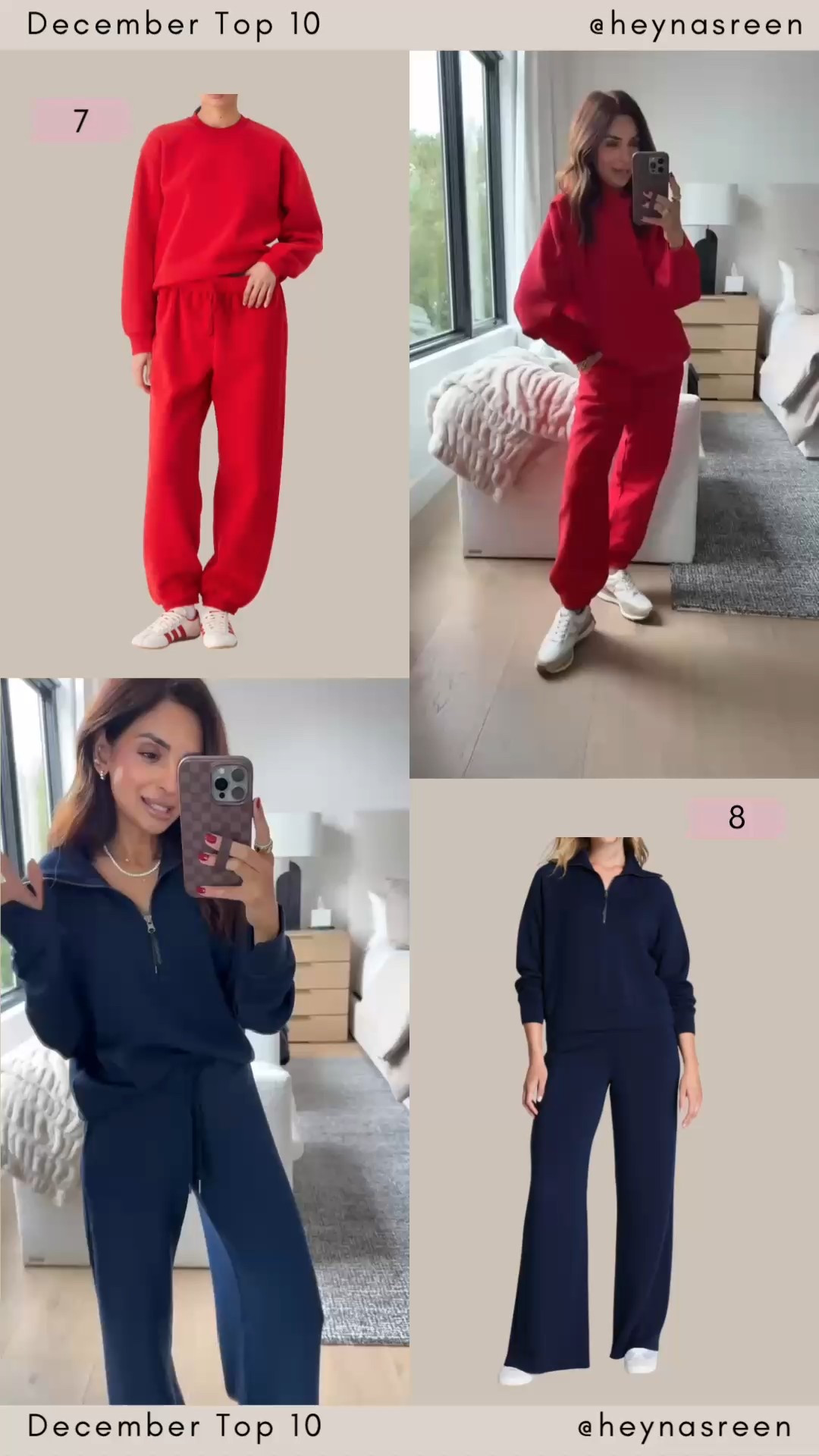 December Top 10:
#7: Aritzia lounge set, love this shade and love an oversized look for winter. I’m wearing size XS in the hoodie and XS Short in the pants! 
#8: Spanx air essentials set in navy, perfect for travel or running errands! I’m wearing an XS in the top and XS petite in the pants. 