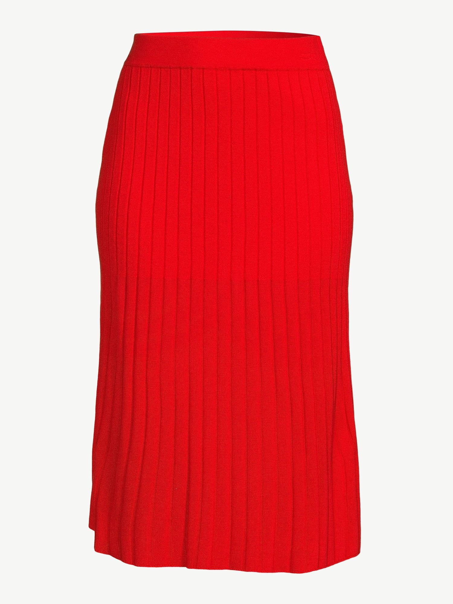 Free Assembly Women's Pleated Midi Sweater Skirt - Walmart.com | Walmart (US)