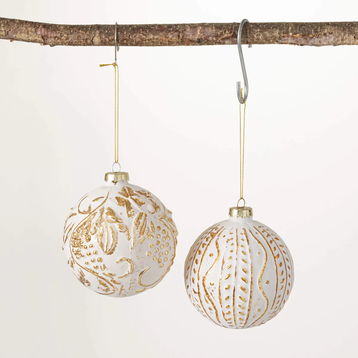 Embossed Ball Ornament Set 2 | Sullivans Home Decor