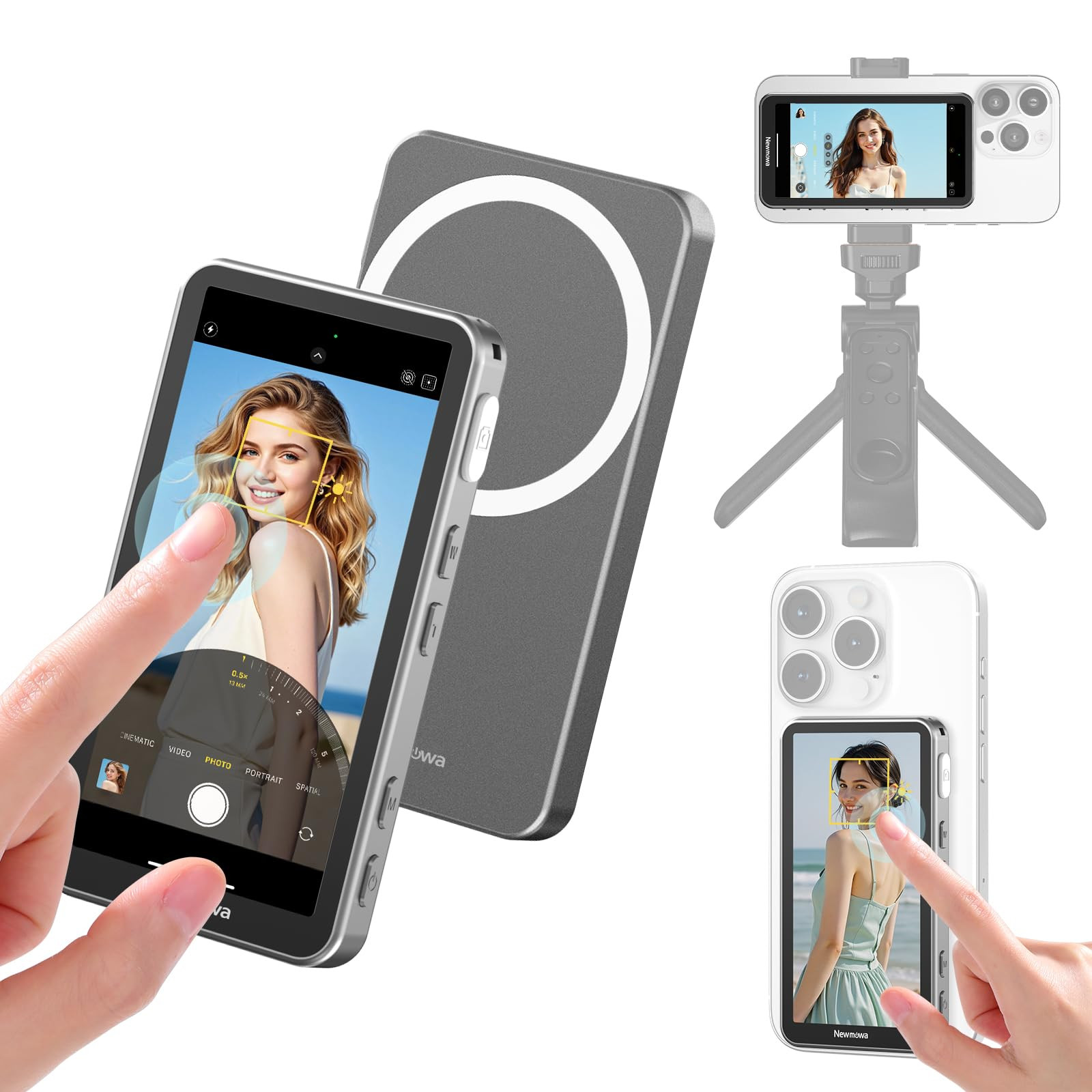 Newmowa Magnetic Vlog Selfie Monitor Screen for iPhone, Touchscreen and Zoom Adjustment, Wireless... | Amazon (US)