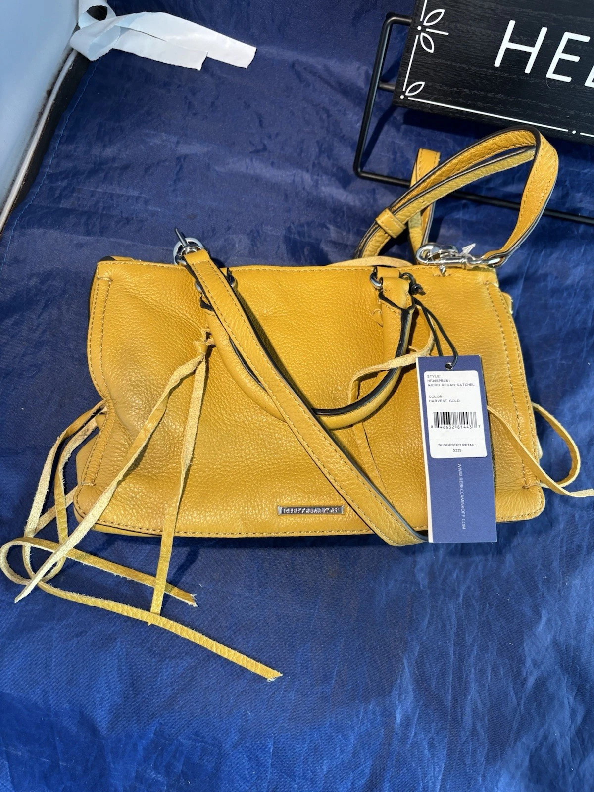 NWT Rebecca Minkoff Micro Regan Satchel Bag - Harvest Gold Leather - | eBay AU
