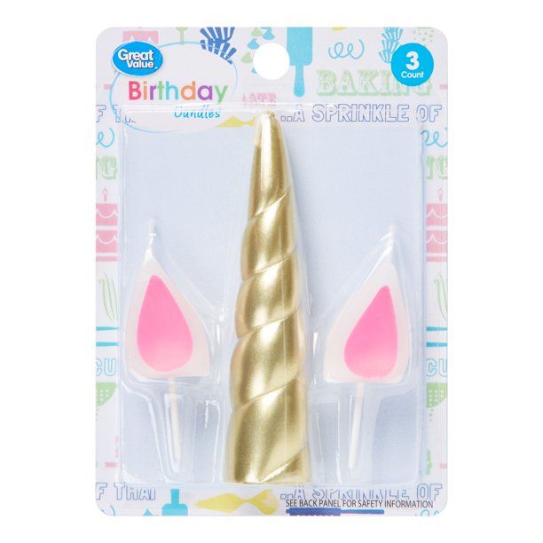 Great Value Unicorn Gold Birthday Candles, 3 Pieces | Walmart (US)