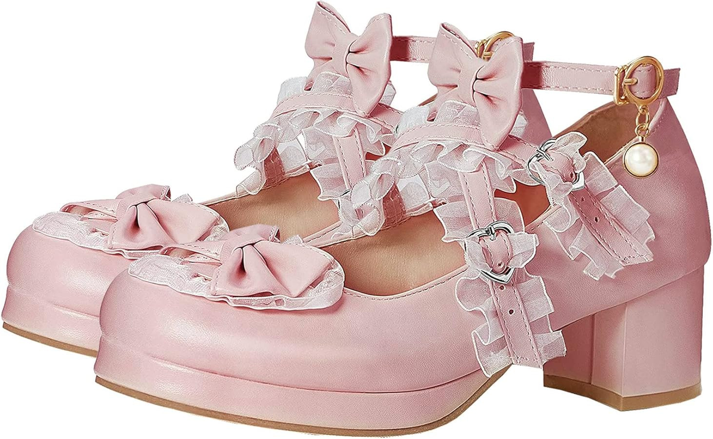 Women Cute Lolita Shoes Platform Mary Janes Kawaii Strappy Ankle Strap Sweet Pumps Lace Cross Tie... | Amazon (US)