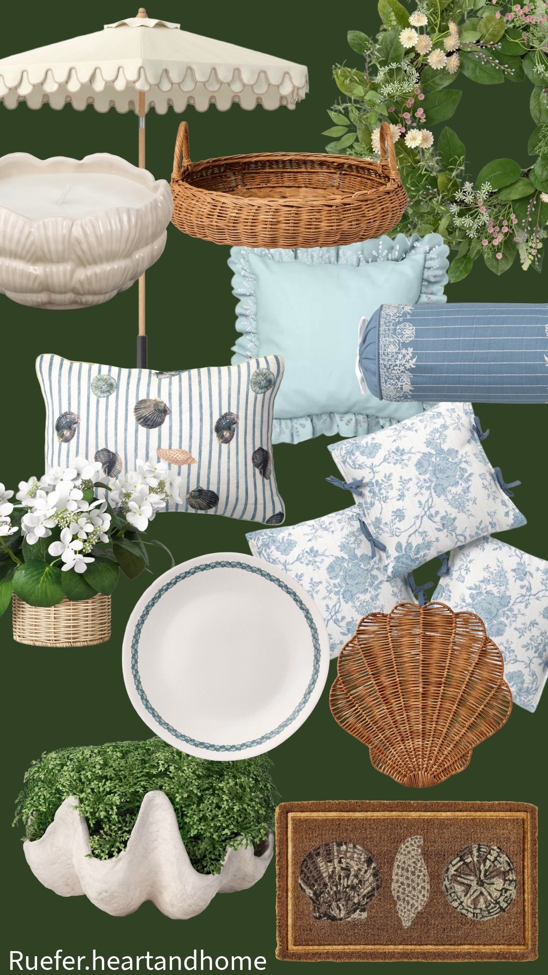 New Studio McGee Target drop. So many outdoor living items… outdoor pillows, scallop patio umbrella, rattan shell charger, shell pillow, melamine plates, potted hydrangea, wreath, shell planter, outdoor candle, outdoor decor, patio decor, outdoor bolster pillow, outdoor mat

#LTKSaleAlert #LTKHome #LTKSeasonal