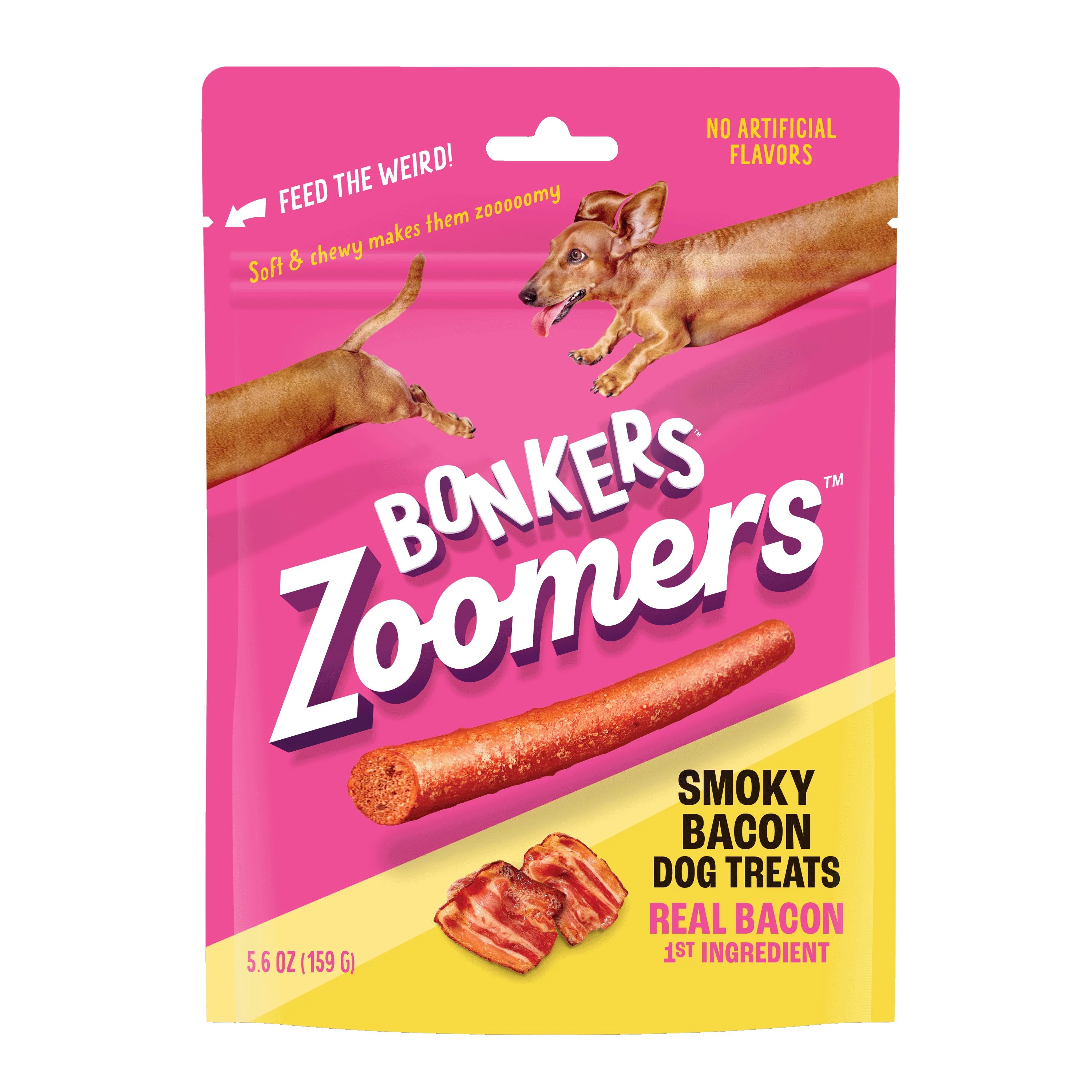 Bonkers Zoomers Soft and Chewy Real Meat Dog Sticks Smoky Bacon Flavor 5.6oz - Walmart.com | Walmart (US)
