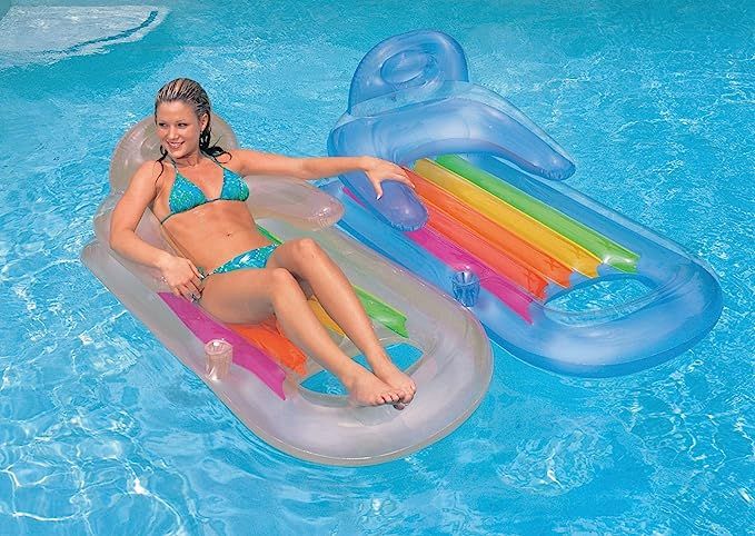 Intex King Kool 58802EP Inflatable Lounging Swimming Pool Float, Multi-Colored | Amazon (US)