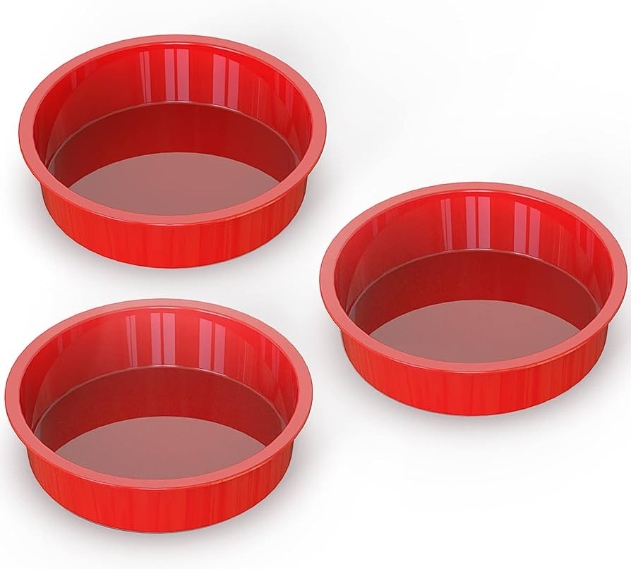 SILIVO 8 inch Round Cake Pans(3 Pack) - Nonstick Silicone Cake Molds for Layer Cake, Cheese Cake ... | Amazon (US)