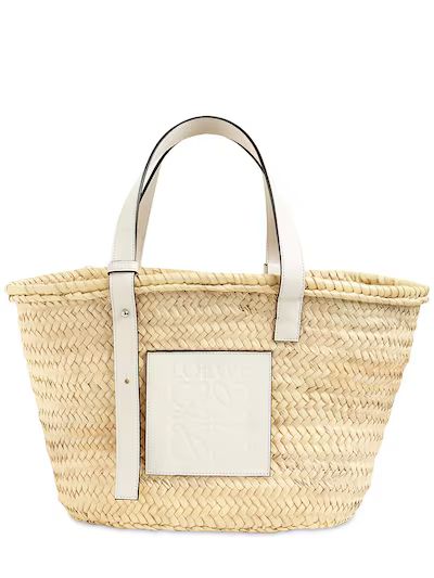 LOEWE - Woven straw basket bag - Natural/White | Luisaviaroma | Luisaviaroma