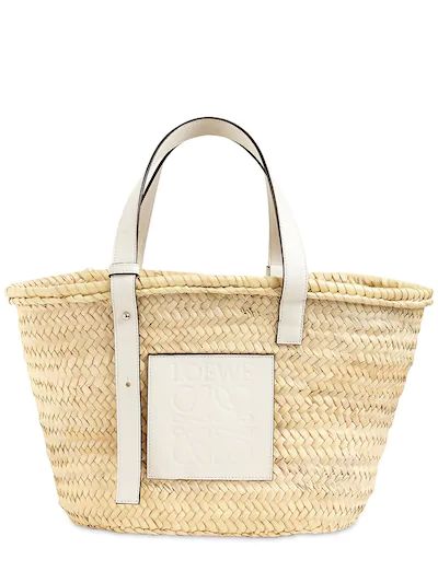 LOEWE - Woven straw basket bag - Natural/White | Luisaviaroma | Luisaviaroma