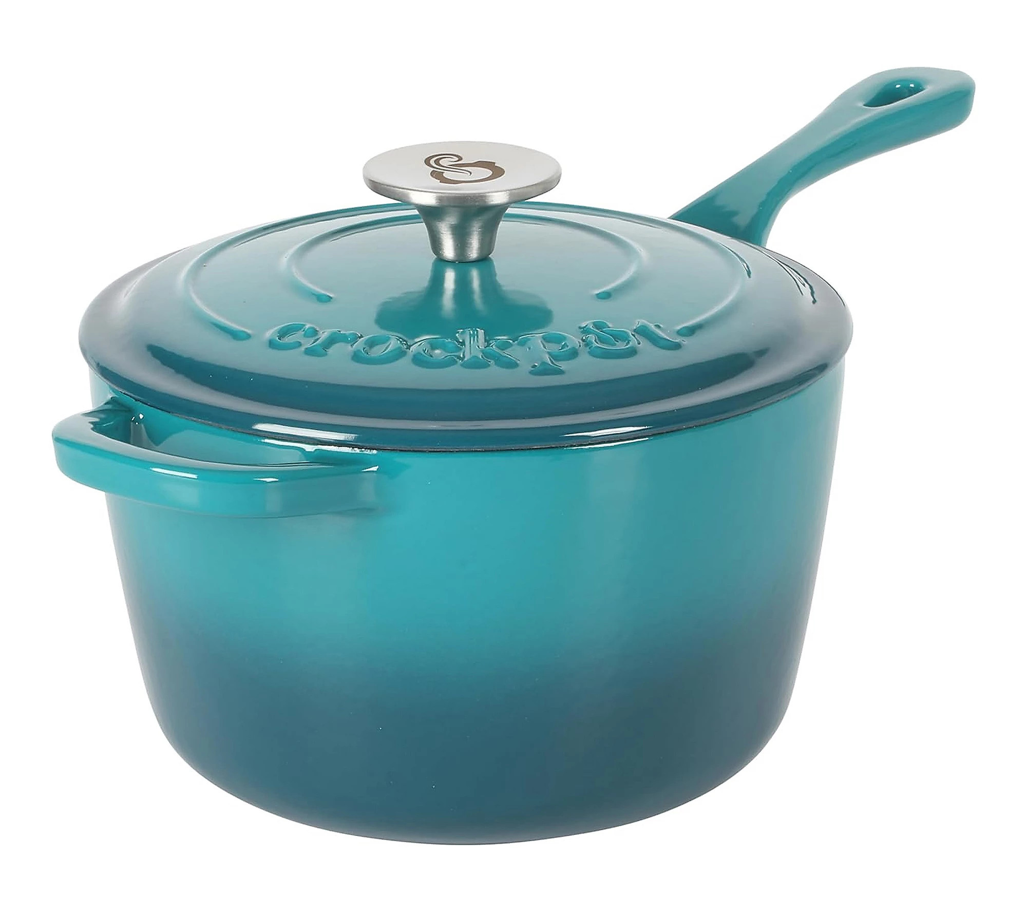 Crock-Pot Artisan 3qt Enameled Saucepan with Li d Teal Silver | QVC