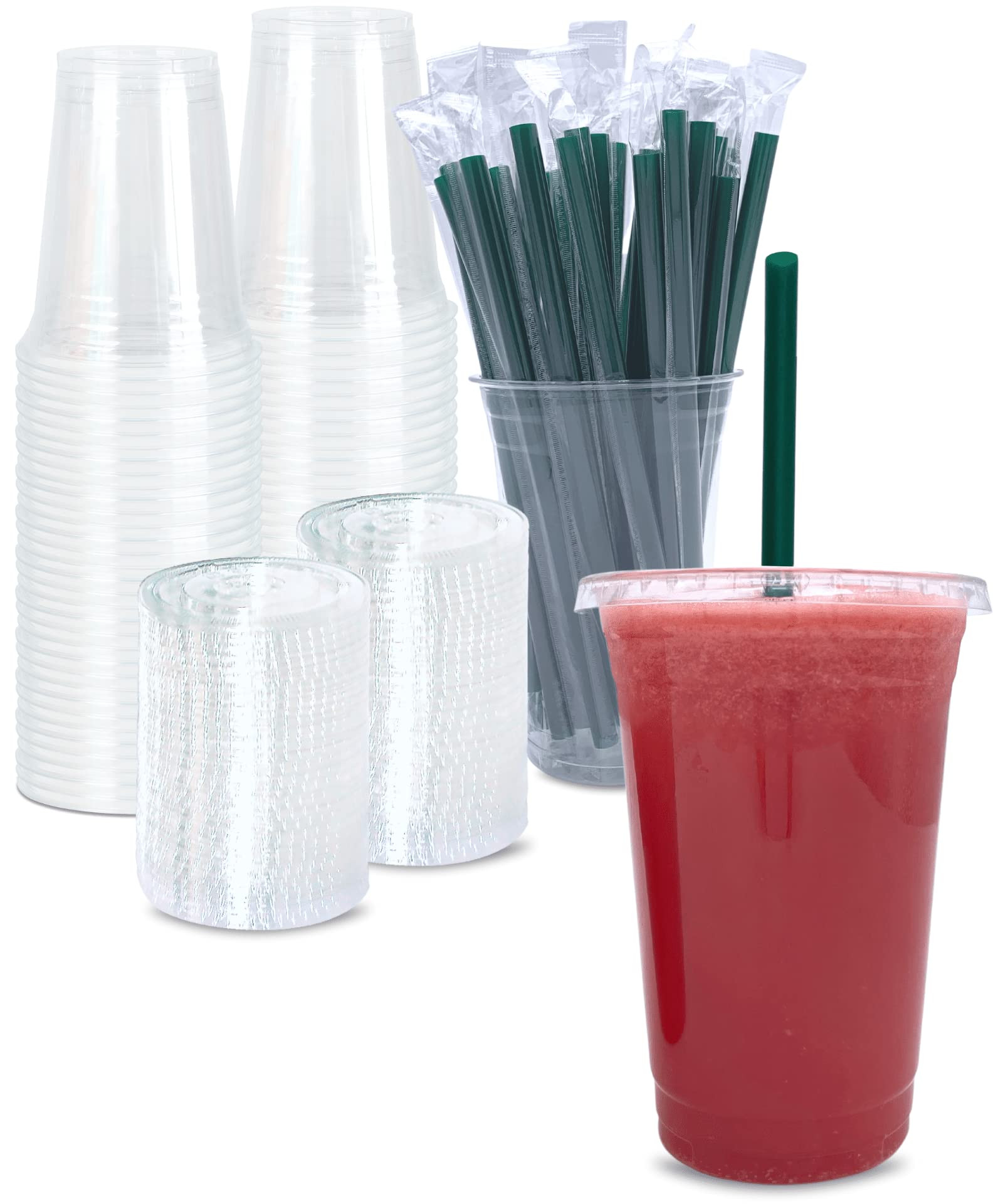 20 oz Clear Plastic Cups with Lids and STRAWS, Disposable Drinking Cups for Cold Drinks, Iced Cof... | Amazon (US)