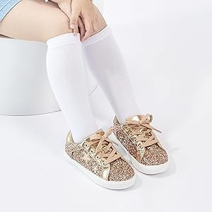 GINFIVE Toddler Girls Sneakers Little Girls Slip On Shoes Glitter Sneakers Todder | Amazon (US)