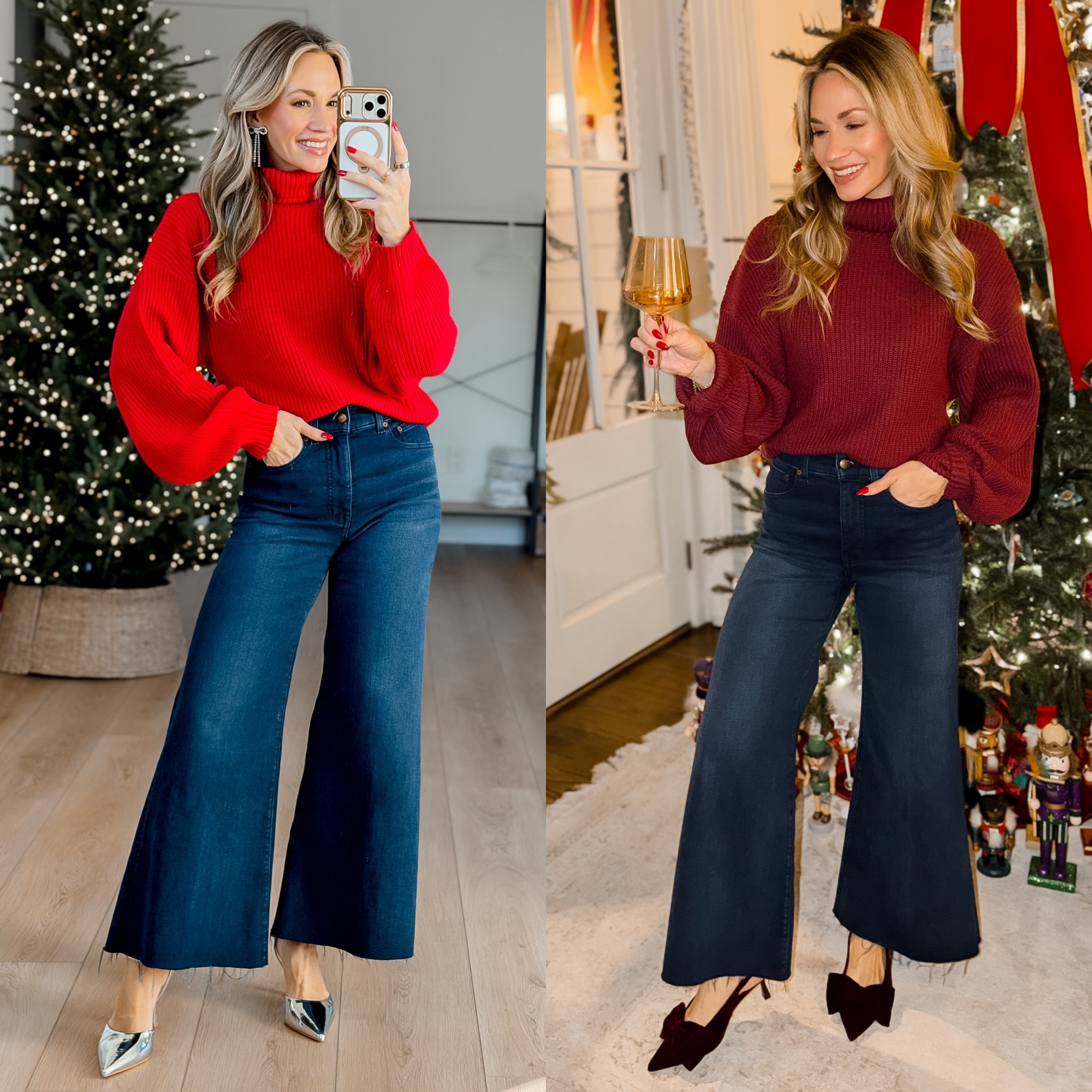 Amazon holiday outfit // wearing a small in sweater and 24 in jeans. Jeans runs a little big so I suggest sizing down one size. Also linking my adorable bow earrings too!





#holidayoutfit #datenightoutfit #winteroutfit

#LTKSaleAlert #LTKPetite #LTKHoliday