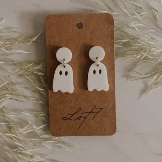 White Halloween Ghost Earrings - Etsy | Etsy (US)