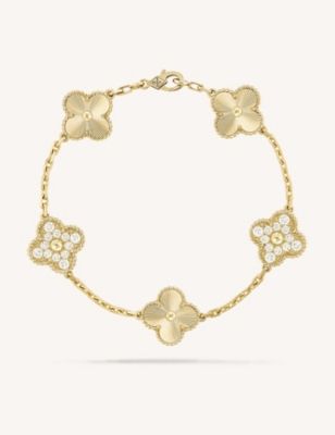 Vintage Alhambra 18ct yellow-gold and diamond bracelet | Selfridges
