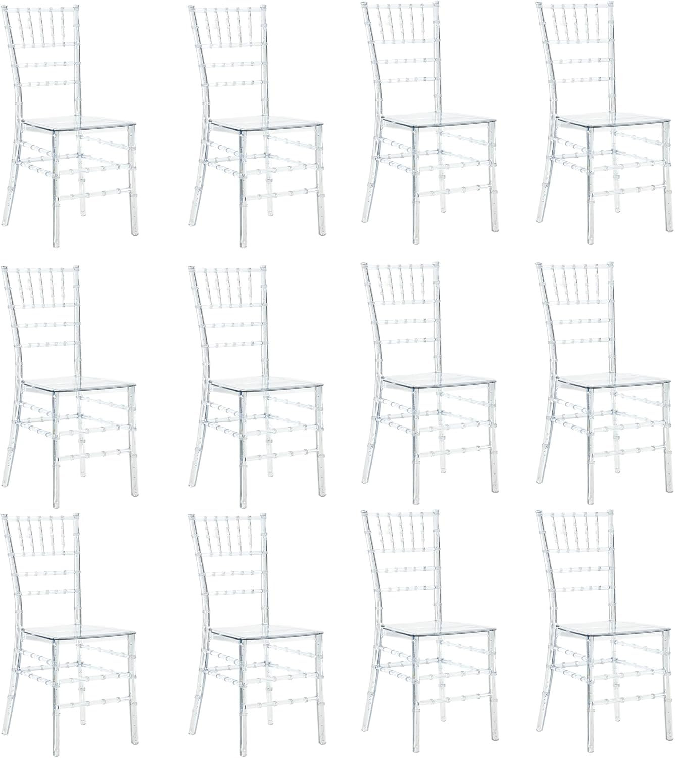 Clear Acrylic Chiavari Chairs, Modern Dining Chairs Set of 12, Accent Event Ghost Chairs for Wedd... | Amazon (US)