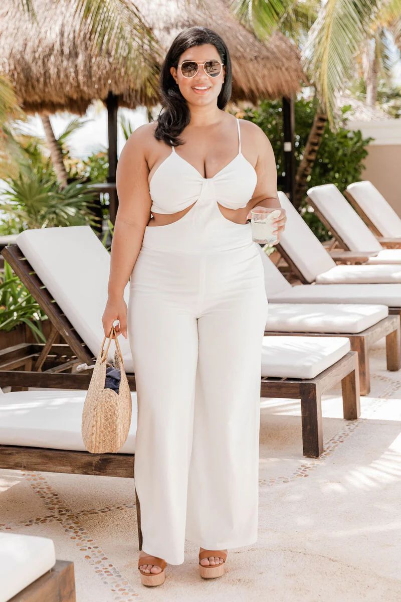 Insisting Love Ivory Cutout Jumpsuit | The Pink Lily Boutique