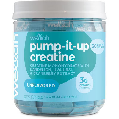 Wellah Pump-It-Up Creatine for Women (Unflavored) - 30 Stick Packs, 3g Creatine Monohydrate with Dandelion, Uva Ursi & Cranberry Extract, On-the-Go | Target