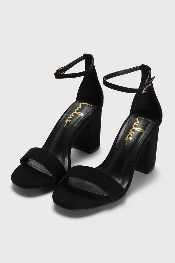 Arylee Black Suede Ankle Strap Heels | Lulus (US)
