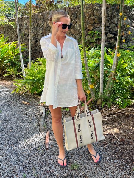 Easy beach style for vacation! Love this swim coverup and tote bag.

#LTKStyleTip #LTKItBag #LTKSwim