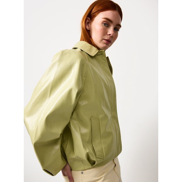 Pistachio PU Bubble Hem Jacket L | Tu Clothing