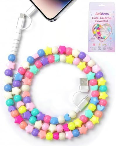 4-in-1 Stars Beaded Charging Cable, Metal Design, Nicely Packed, 60W Fast Charging, MFi Certified... | Amazon (US)