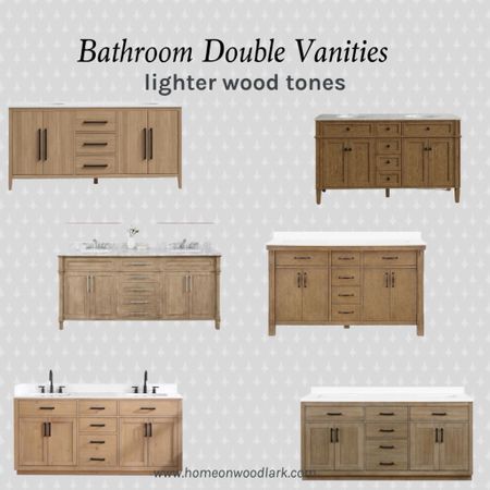 Our master bathroom is solid white oak.  Here are some beautiful light wood options for a double vanity.  

Double vanity.  Bathroom vanity.  Wooden vanity.  Bathroom makeover.  

#LTKhome